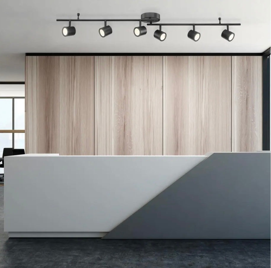 6-Light Black Integrated LED Track Lighting Kit with Adjustable Bar an –  Uni-Davis Lighting, image size:915x905