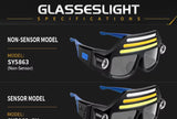 LED Safety Glasses with Integrated Lights – Motion Sensor & Touch Control | USB-C Rechargeable | 5 Lighting Modes | Yellow