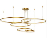5-Ring Modern LED Pendant Chandelier – Black Finish