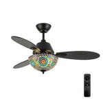 42"W Pierre Led Indoor Mosaic Glass Ceiling Fan