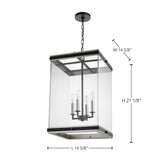 4-Light Foyer Pendant in Matte Black with Brushed Nickel Accents and Clear