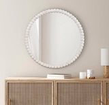 Farmhouse Beaded Round Wall Mirror