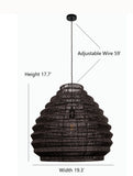 Modern Rattan Wicker Large Black Pendant Light