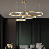 5-Ring Modern LED Pendant Chandelier – Black Finish