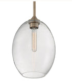 Aria 1-Light Large Pendant in Burnished Brass with Clear Seeded Glass