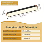 Lumin 38 in. W 1-Light Black and Wood Integrated LED Flush Mount Minimalist Long Oval Ceiling Light for Hallway/Kitchen