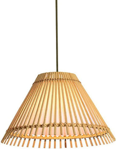 Bamboo Cone Ceiling Lamp Modern 1 Bulb Hanging Pendant Light in Wood for Living Room