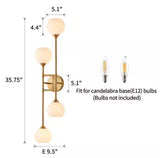 KAWOTI
4-Light Antique Brass Wall Sconce with Frosted Opal Ribbed Glass Shade