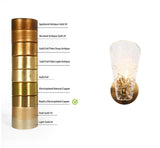 LNC
Modern 1-Light Plated Brass Gold Wall Sconce with Textured Glass for Bedroom, Foyer Wall Light LED Compatible