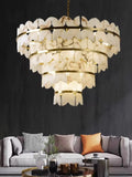 Modern Luxury Natural Marble & Copper LED Chandelier