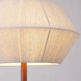 Vintage 3-Light Wood & Copper Pendant with Trapezoidal Linen Shades