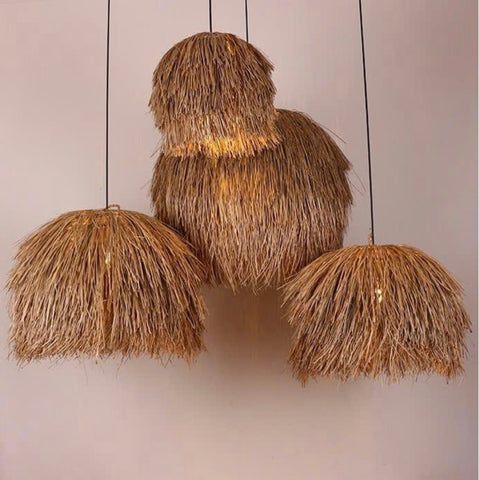 Seagrass pendant light set of 4 bohemian style