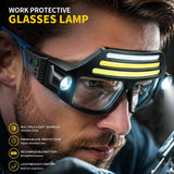 LED Safety Glasses with Integrated Lights – Motion Sensor & Touch Control | USB-C Rechargeable | 5 Lighting Modes | Yellow