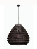 Modern Rattan Wicker Large Black Pendant Light