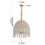 20-Inch 6-Light Gold Crystal Waterfall Pendant Chandelier – Adjustable Height