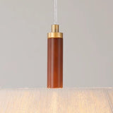 Vintage 3-Light Wood & Copper Pendant with Trapezoidal Linen Shades