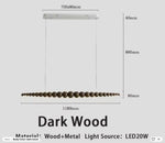 Led Modern Wooden Beads Long Linear LED Pendant Lights Dimmable