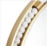 Olivia & May 26-Inch Round Gold Wall Mirror with White Wood Beading