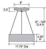 Radiant 18-Inch Dimmable LED Pendant in Refined Gray