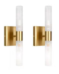 YANSUN
4 in. 2-Light Gold G9 Base Cylinder Bathroom Vanity Light Wall Sconces with Frosted White Glass Shade (2-Pack