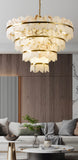 Modern Luxury Natural Marble & Copper LED Chandelier