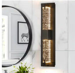 Modern 1-Light Black Dimmable LED Wall Sconce Wall Lighting with Crystal Bubble Glass Shade