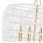 Led Ellie 4-Light Chandelier in Modern Brushed Gold and Bleached White Raphia Rope 19" Wide 4-Light Chandelier