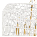 Led Ellie 4-Light Chandelier in Modern Brushed Gold and Bleached White Raphia Rope 19" Wide 4-Light Chandelier