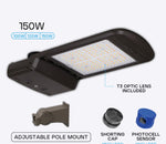 LED streetlight 150W ADJUSTABLE SHOEBOX LIGHT - OPTIC LENS/3CCT/3WATTAGE SELECTABLE