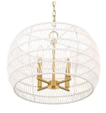 Led Ellie 4-Light Chandelier in Modern Brushed Gold and Bleached White Raphia Rope 19" Wide 4-Light Chandelier