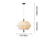 Vintage 3-Light Wood & Copper Pendant with Trapezoidal Linen Shades