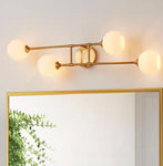 KAWOTI
4-Light Antique Brass Wall Sconce with Frosted Opal Ribbed Glass Shade