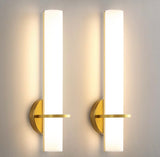 Modern LED Gold Wall Sconce with Frosted Cylindrical Acrylic Shade Dimmable Sconces Wall Lighting (Set of 2)