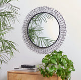 Elsie 28.8-Inch Round Wall Mirror in Black | MRR1033
