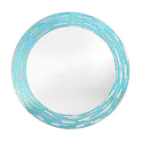 30 in. x 30 in. Sea Glass 2-Tile Framed Round Wall Decorative Vanity Mirror