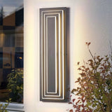 odern LED Outdoor Wall Sconce – 23.6” Black 3-Tier Exterior Wall Light