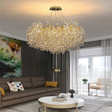 Antique Gold Glass Crystal Chandelier