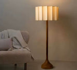 Led Elephant's Foo lampshade 
Hand turned Parota wood base.
Fabric-lined lampshade with fiberglass and polystyren