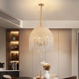 20-Inch 6-Light Gold Crystal Waterfall Pendant Chandelier – Adjustable Height