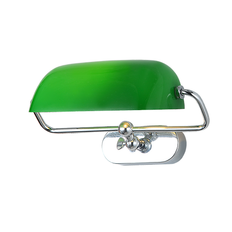 Lamp size : 13D x 30H cm.
Material : Iron + Glass
Finish : Green Shade + Chrome
Bulb : ST64 Classic x 1