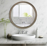 Farmhouse Beaded Round Wall Mirror