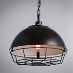 Industrial LED pendant Iron Dome Hanging Lamp Farmhouse 1 Bulb Dining Room Pendant Lighting in Black/Rust/Silver with Cage