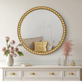 Farmhouse Beaded Round Wall Mirror