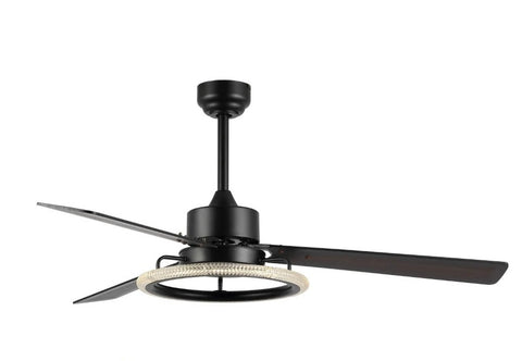 Hilltop 52" Modern Industrial Iron/Acrylic/Wood Remote-Controlled 6-Speed Integrated LED Ceiling Fan