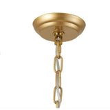 Hand-Woven 7-Tier Rattan Chandelier — 5-Light Boho Statement Fixture with Gold Finish & Large Paper Shade (30.7″ Ø)