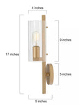 Uolfin
17 in H. Modern Cylinder Powder Room Wall Sconce 1-Light Large Brass Gold Bathroom Single Light with Seeded Glass Shade