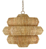 Antibes 3-Light Chandelier in Khaki with Natural Rattan