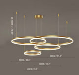5-Ring Modern LED Pendant Chandelier – Black Finish