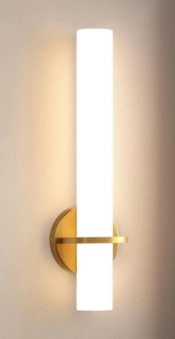 Modern LED Gold Wall Sconce with Frosted Cylindrical Acrylic Shade Dimmable Sconces Wall Lighting (Set of 2)