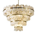 Modern Luxury Natural Marble & Copper LED Chandelier